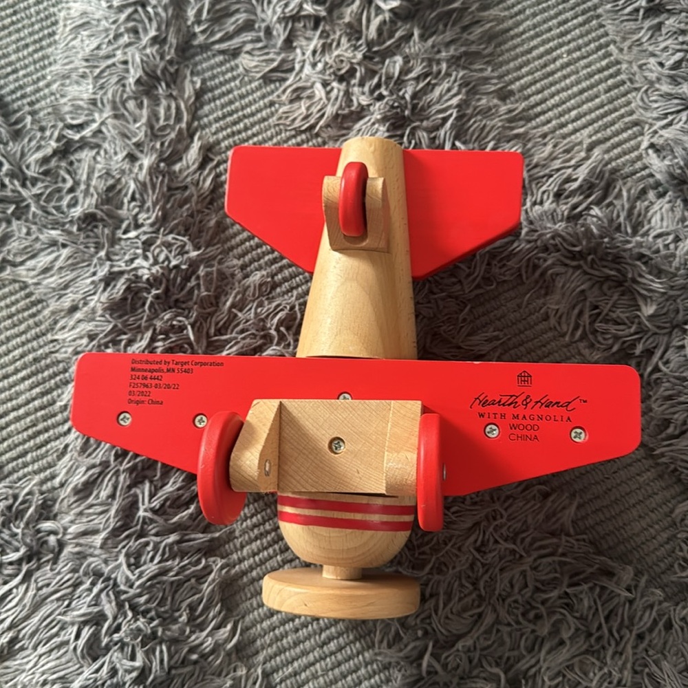 Hearth & Hand with Magnolia wooden airplane toy - Picture 7 of 8